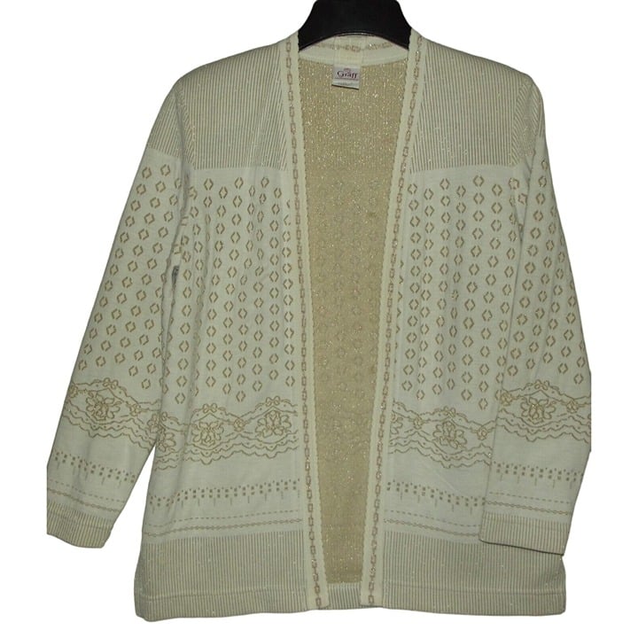 Custom Graff Californiawear Cardigan Small Off-White metallic Gold sweater geo floral ogVZ8ZdO0 outlet online shop