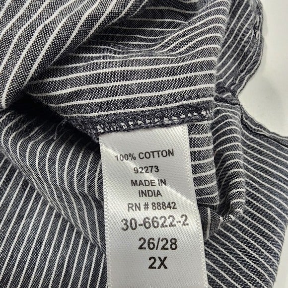 floor price ellos Striped Henley Tab sleeve Women´s Shirt Dress 2X p2Gcouoal High Quaity