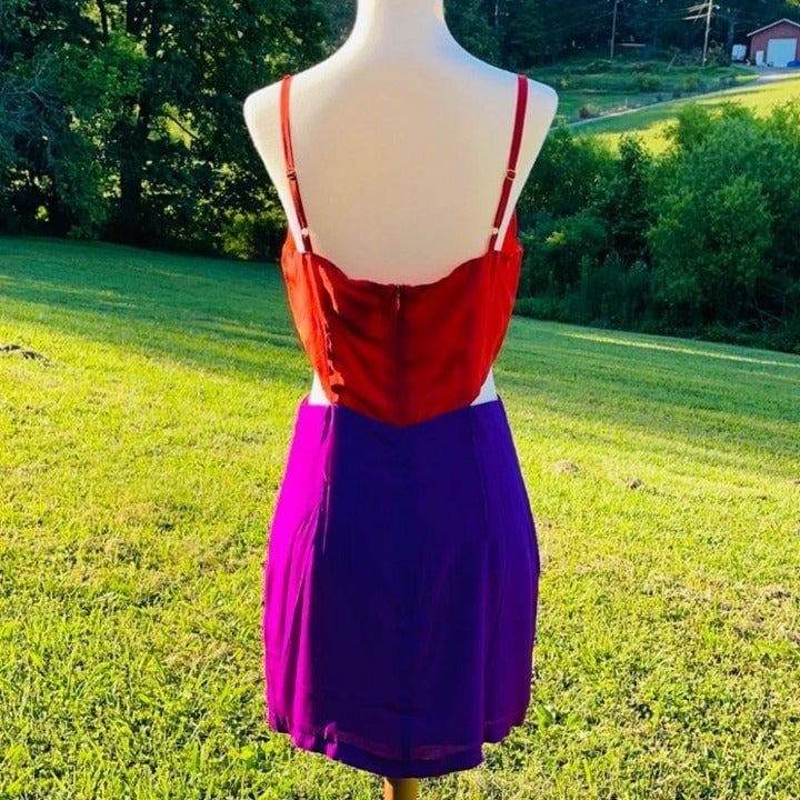large discount Colorblock Cutout Side Slip Silk Dress Line & Dot nTMPaAxia US Sale