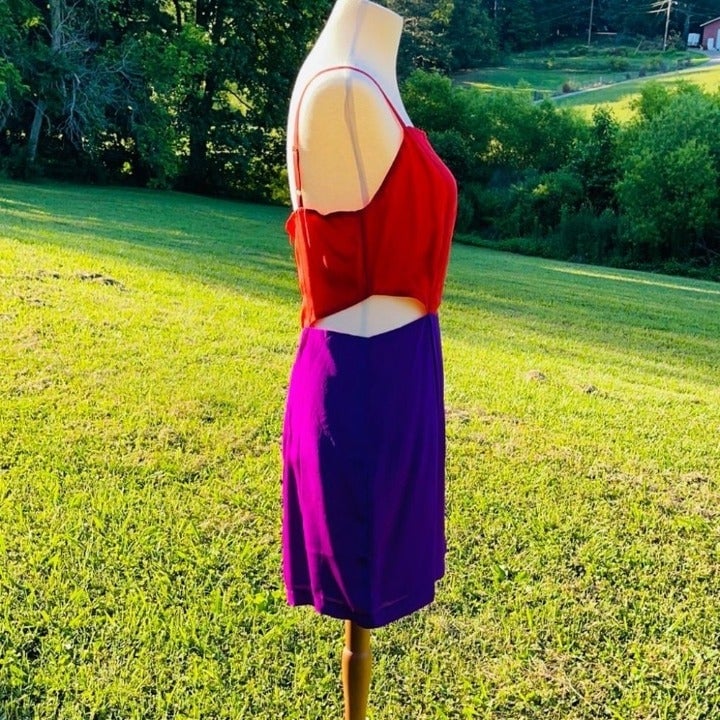large discount Colorblock Cutout Side Slip Silk Dress Line & Dot nTMPaAxia US Sale