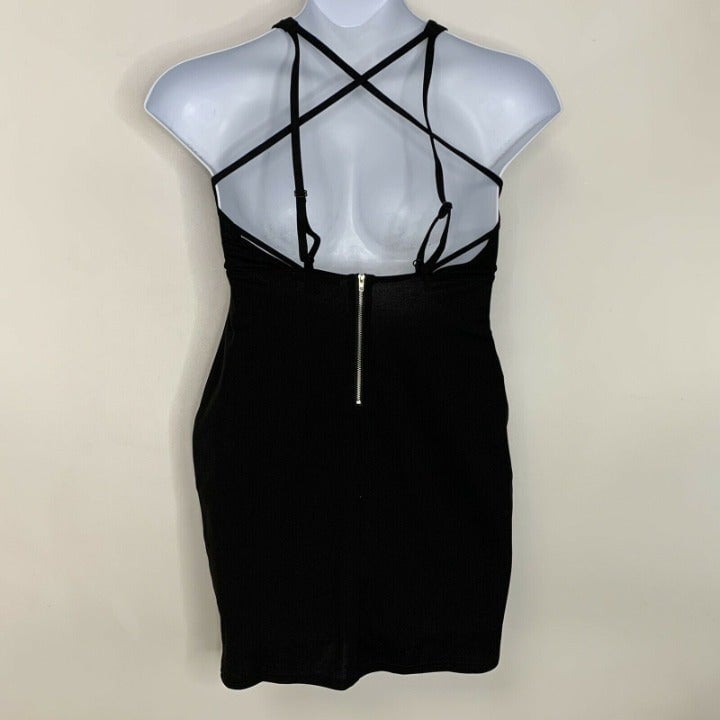 Classic Favlux Fashion Women Dress Size L Black Low V Neck Sleeveless Exposed Zipper IufjgMgTE best sale