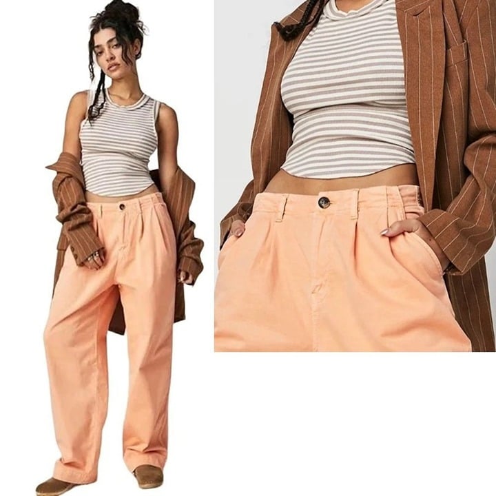Buy New Free People Addy Chino Coral Orange Pants Size 2 LpGTCcr7Y Hot Sale