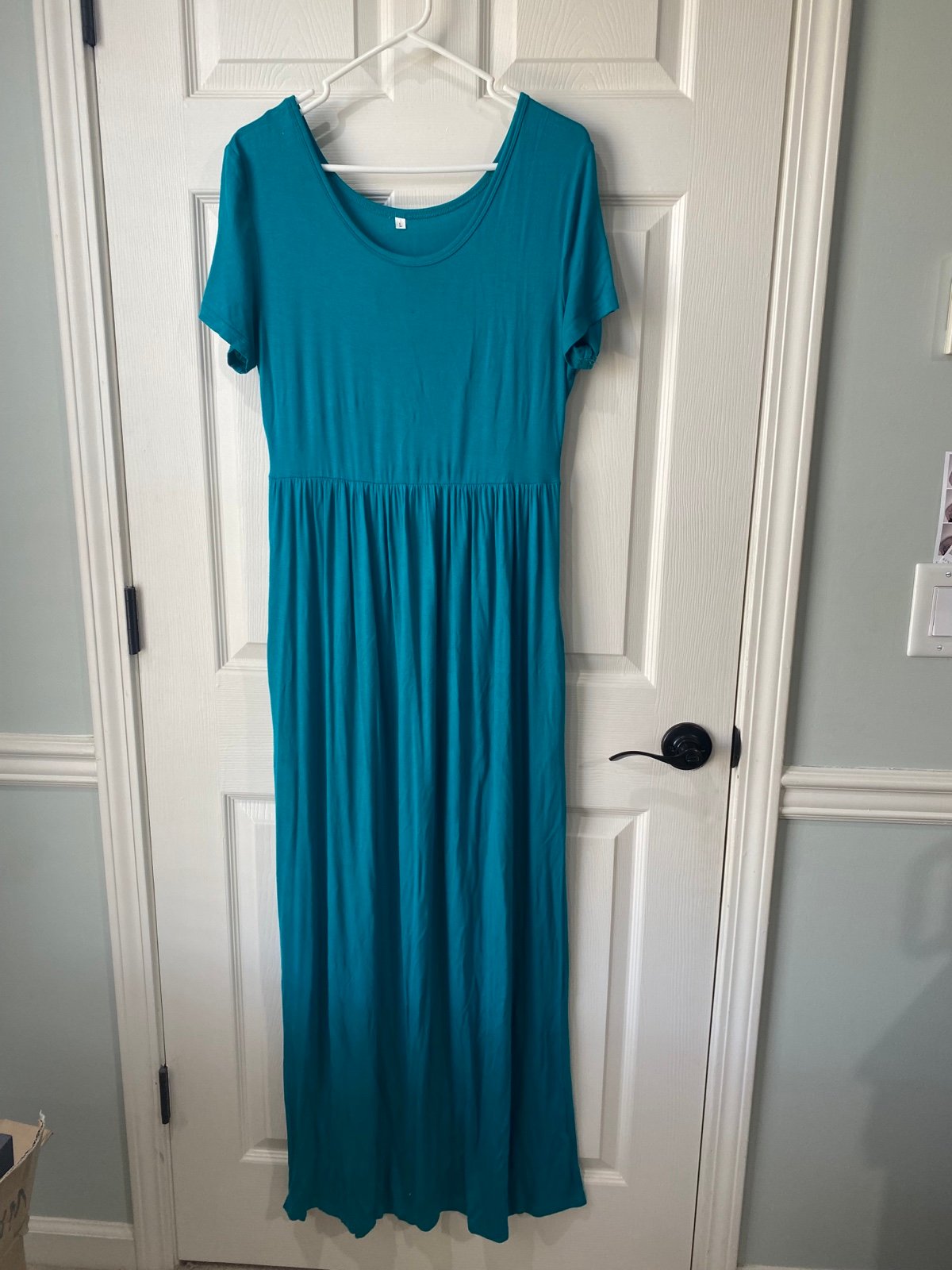 Gorgeous Womens Teal Turquoise Short Sleeve Maxi Dresses Plain Loose Large Gok18OSs6 Everyday Low Prices