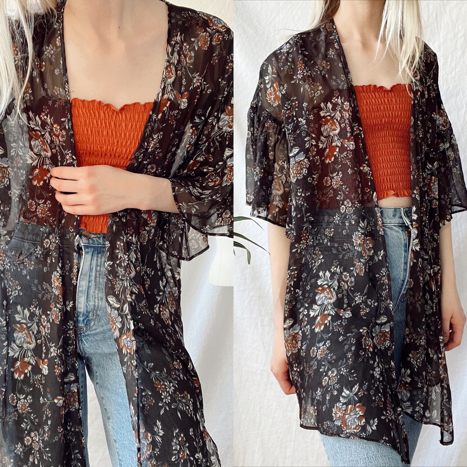 cheapest place to buy  American Eagle Floral Flutter Sleeve Kimono Sheer XS Small JwnpgSXGb Wholesale