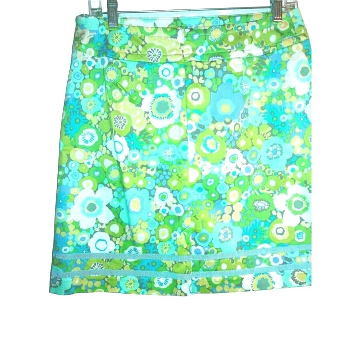 large selection Sigrid Olsen Floral Skirt Petites Size 6 Resort Wear Above Knee Green Blue KolFMh5Or Discount