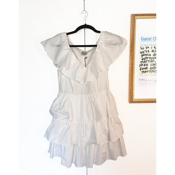 Cheap A New Day Women´s Size S White Cotton Ruffled Flutter Sleeve Summer Dress NWT fPpCCirtb Everyday Low Prices