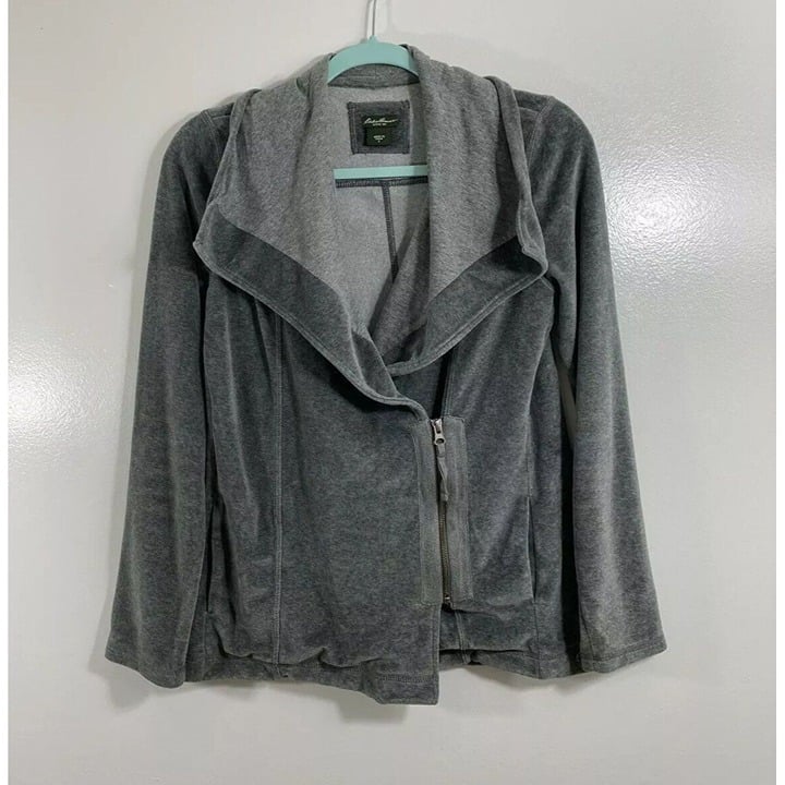 big discount Eddie Bauer Velour Asymmetrical Zip Jacket Women’s Size S Gray NBmSVleD7 Fashion