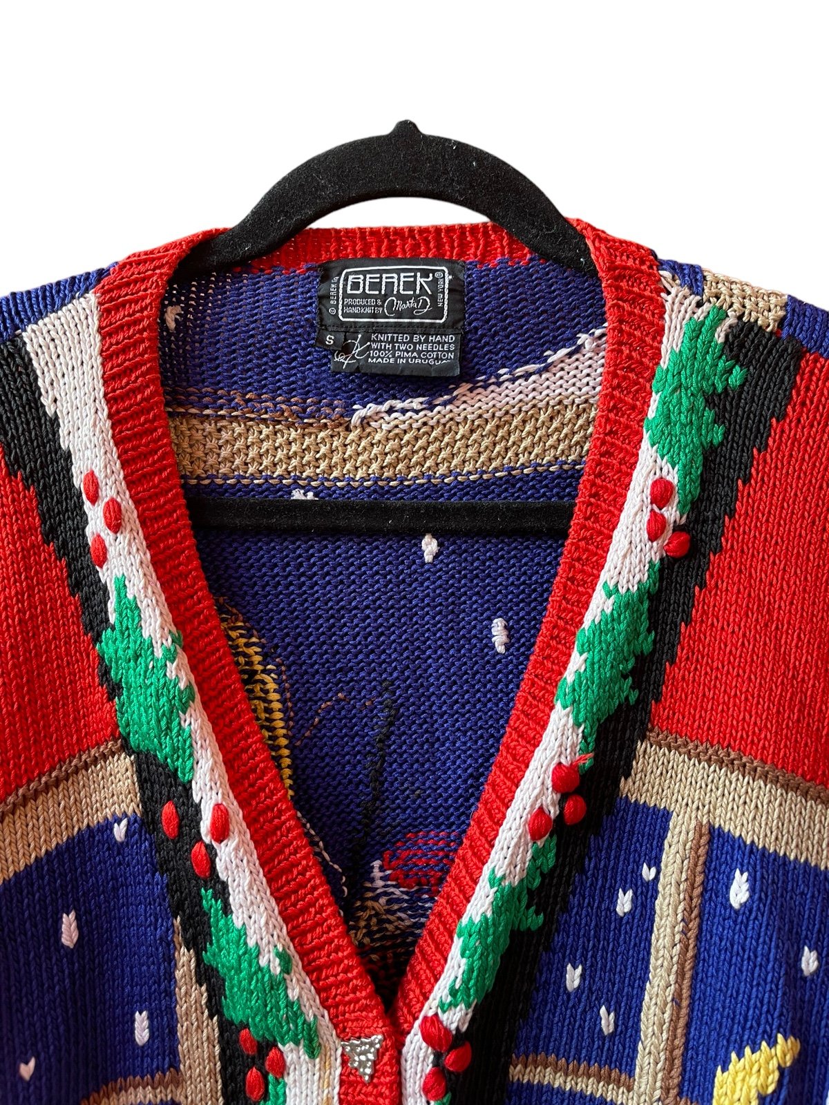 Classic Vintage 1989 Berek Ugly Christmas Cardigan Sweater Small Santa Sled oU1ik2Qdn Zero Profit 