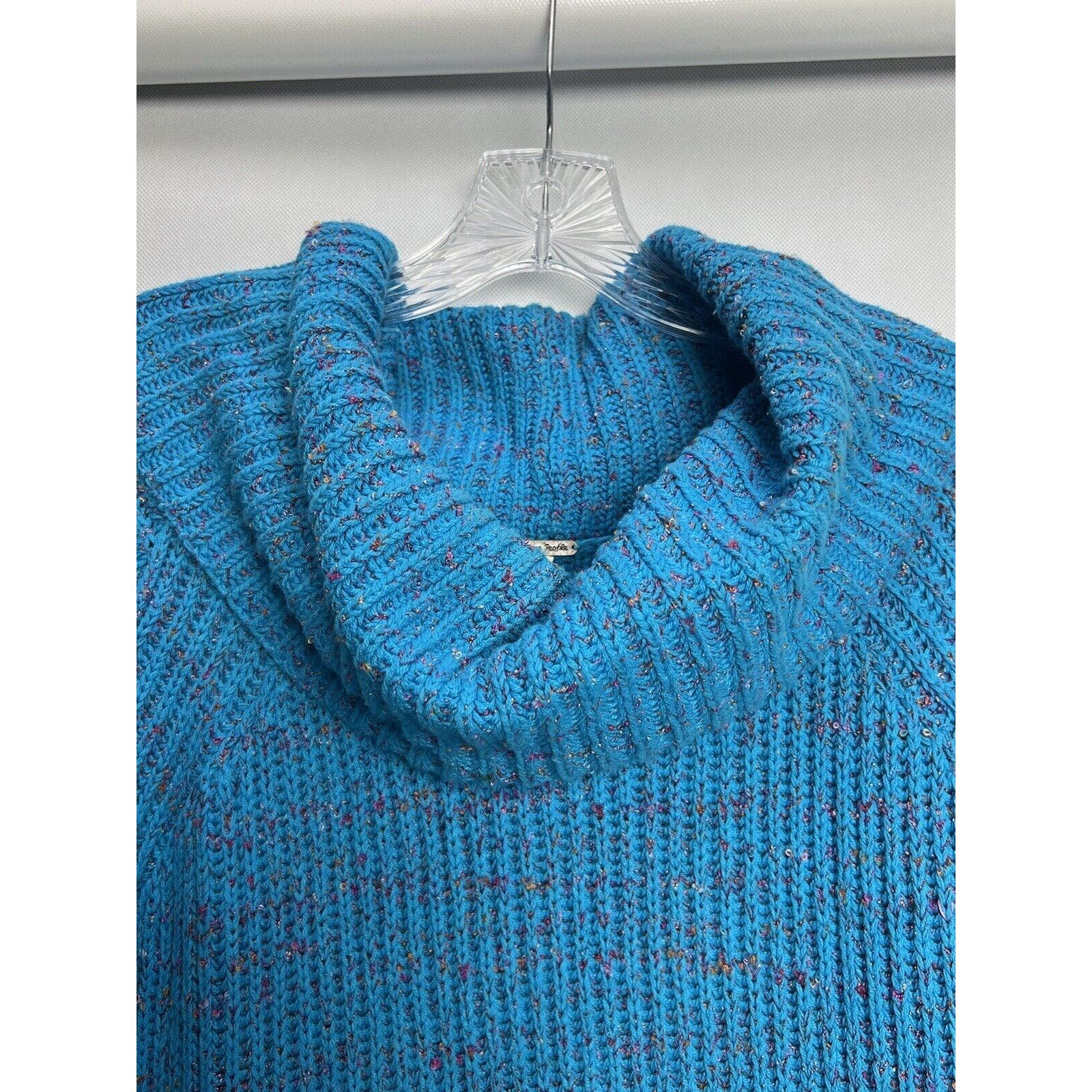 floor price Free People Womens Leo Cowl-Neck Tunic Chunky-Knit Sweater Pullover Blue XS n00JFceCP best sale